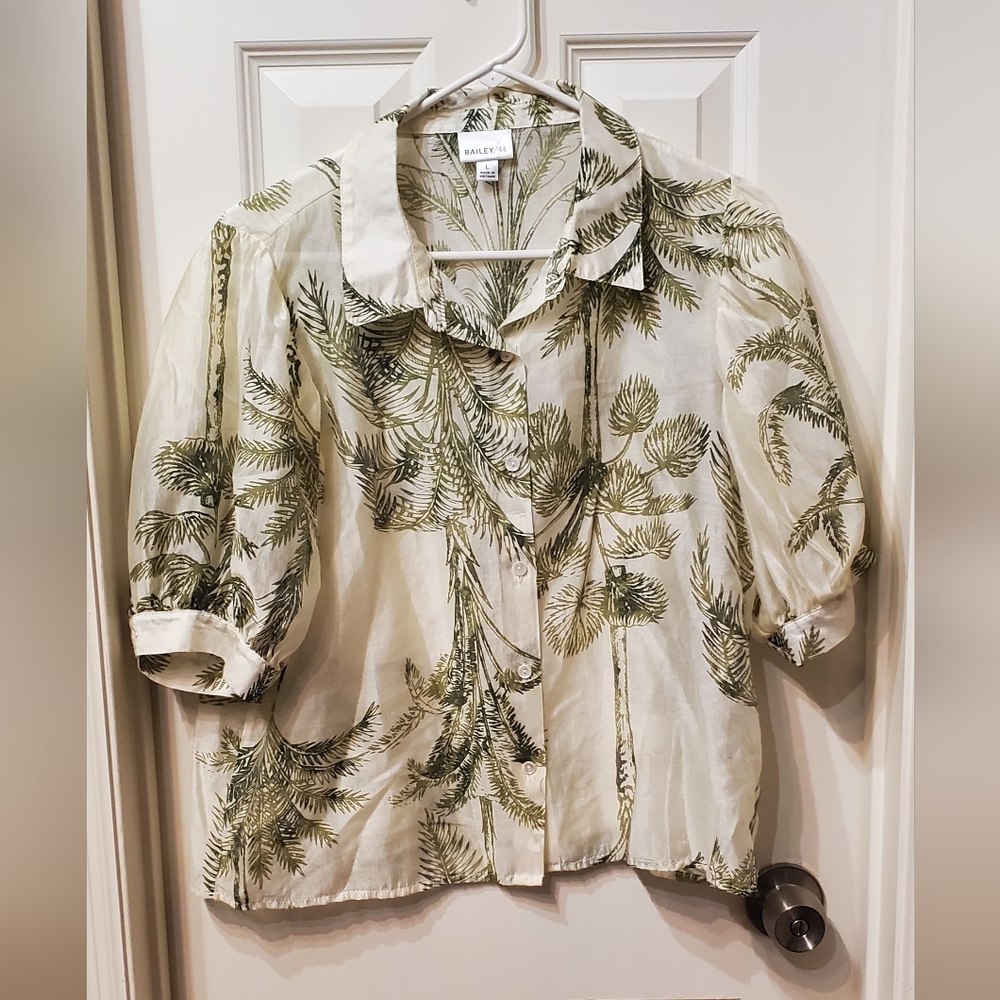 Bailey 44 Palm Leaf Print Top Size Large